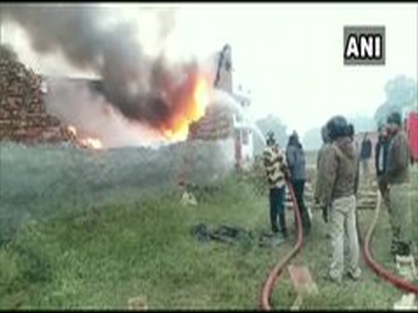 A visual of the fire incident in Lucknow. Photo/ANI