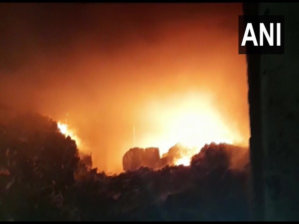 Fire breaks out at a manufacturing factory of medical equipment in Sahibabad Industrial Area Site 4. (Photo/ANI)