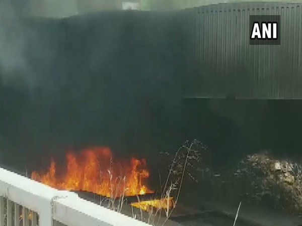 Visuals of fire from Barapullah flyover, New Delhi.