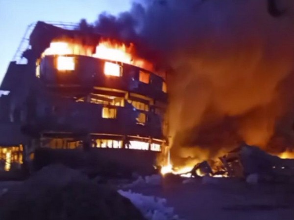 Visuals from the plastic factory where fire broke out in Kutch, Gujarat. Photo/ANI