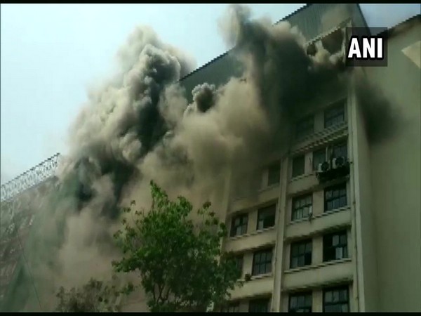 Thick smoke emanating from the GST Bhawan following the fire breakout. ANI/Photo