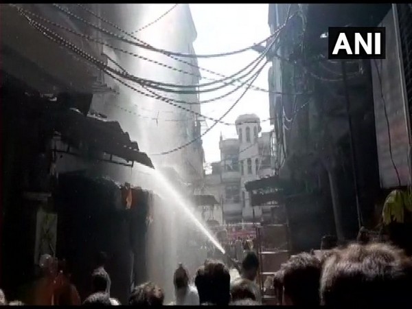 A fire broke out at a multi-storey plastic factory building at Shahjada Bagh area in Delhi. (Photo/ANI)