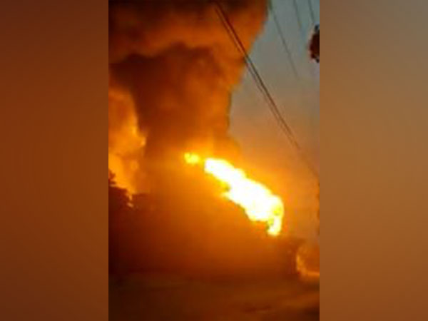 Visuals of fire break out at Sonipat (Photo/ANI)