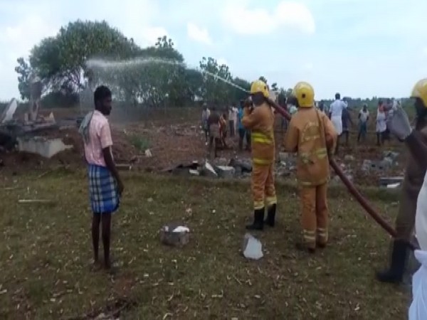 A visual from the spot of the fire accident in Tamil Nadu's Cuddalore district. (Photo/ANI) 