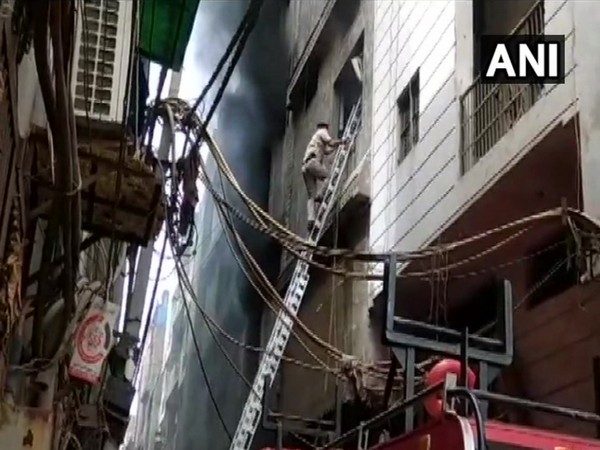 New Fire broke out in a rubber factory in Jhilmil industrial area on Saturday. Photo/ANI