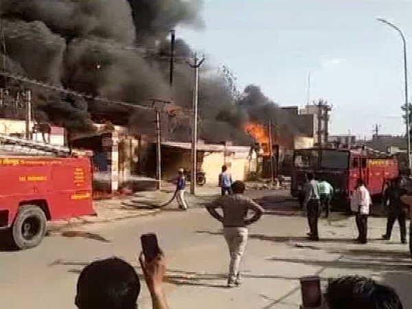 Massive fire broke out at a chemical factory in Bansi Industrial area in Jodhpur on Saturday.