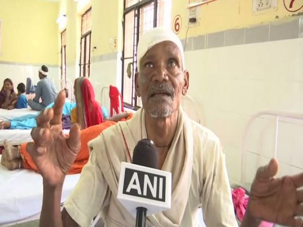 Chhote Lal, who was injured in the firing, talking to ANI in Sonbhadra on Sunday. Photo/ANI