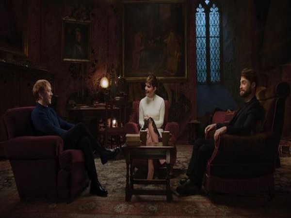Harry Potter cast members in a still from the reunion special's trailer
