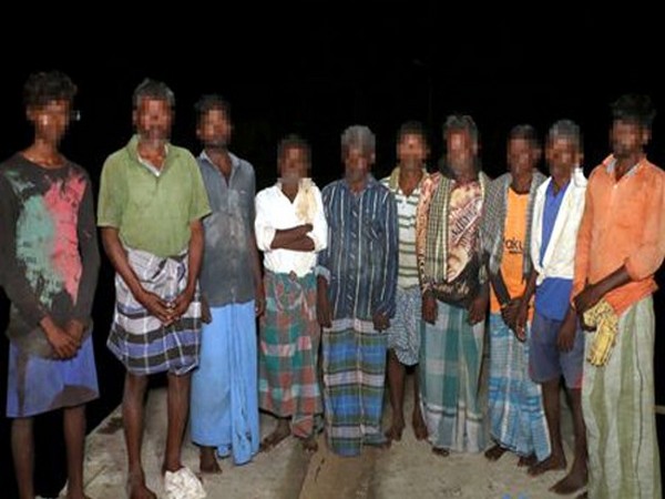 Indian fishermen at Wagah border on Monday.