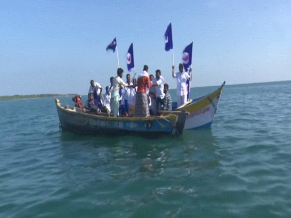 Fishermen in Rameswaram celebrating World Fisheries Day on Sunday. (Photo/ANI)