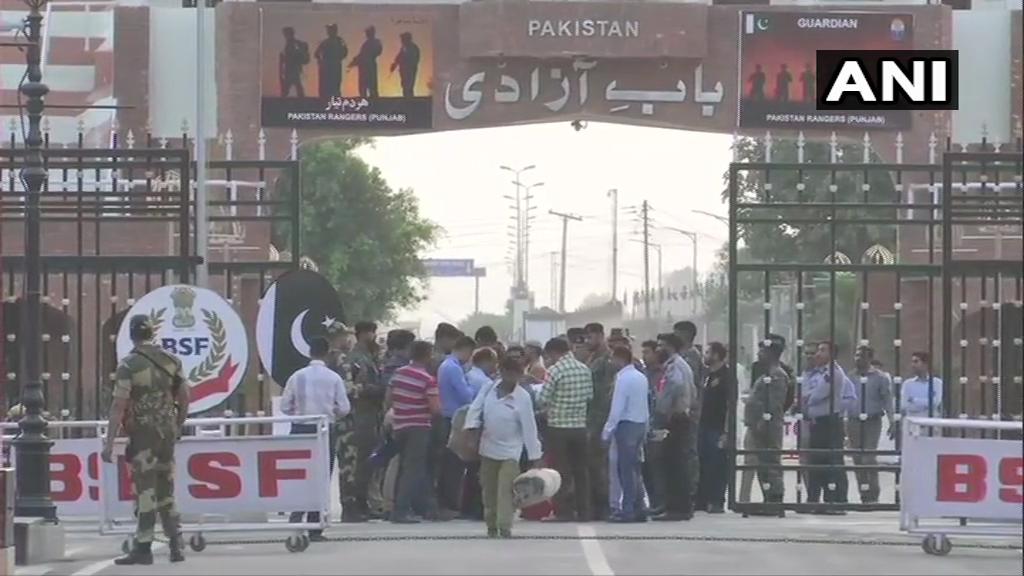 A released Indian prisoner at Attari-Wagah border, Amritsar, on Monday. Photo/ANI 