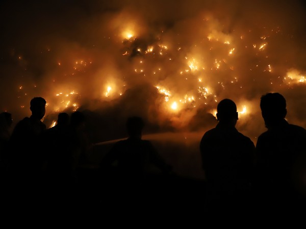 Visuals of fire from Bhalswa landfill site on April 27 (Photo/ANI)