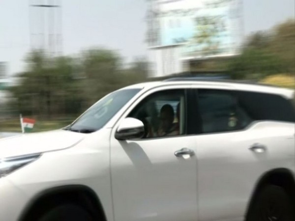 Visual of Uttar Pradesh Chief Minister Yogi Adityanath reaching Delhi from Hindon Airport (Photo:ANI)