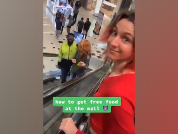 Kat Curtis filmed her antics at California's Glendale Galleria shopping mall where she was seen grabbing fast food from random strangers (Picture courtesy: Twitter)