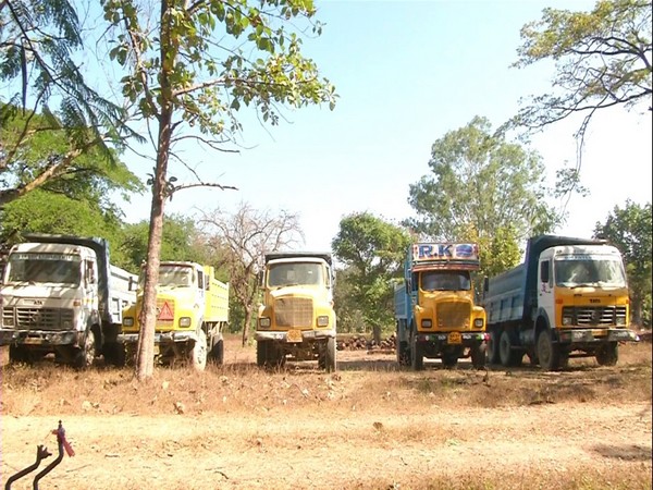 Ten vehicles were seized by Forest department in Shivamogga on Tuesday for illegal mining. Photo/ANI