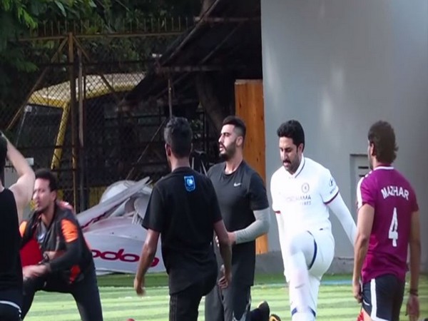 Arjun Kapoor and Abhishek Bachchan during the warm-up session