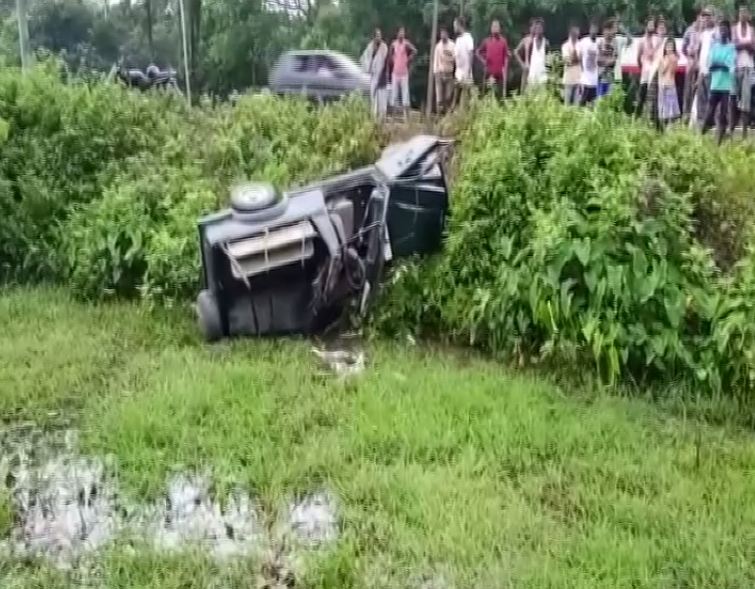 Visual from the road accident in Sivasagar. Photo/ANI