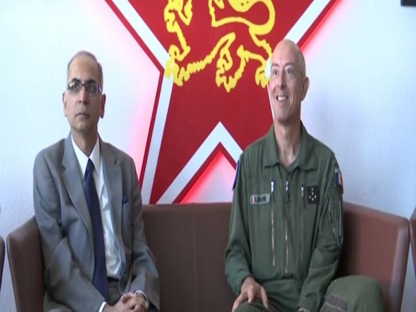 The Ambassador of India to France, Vinay Mohan Kwatra with the Chief of Staff of the French Air Force, General Philippe Lavigne in Mont-de-Marsan on Friday (Photo/ANI)