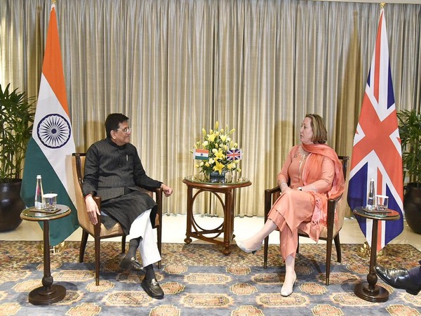 Union Minister for Commerce and Trade Piyush Goyal with UK Secretary of State for International Trade Anne-Marie Trevelyan