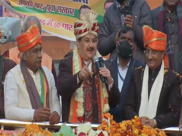 BJP national president JP Nadda takes out 'Vijay Sankalp Yatra' in Haridwar (Photo/ANI)