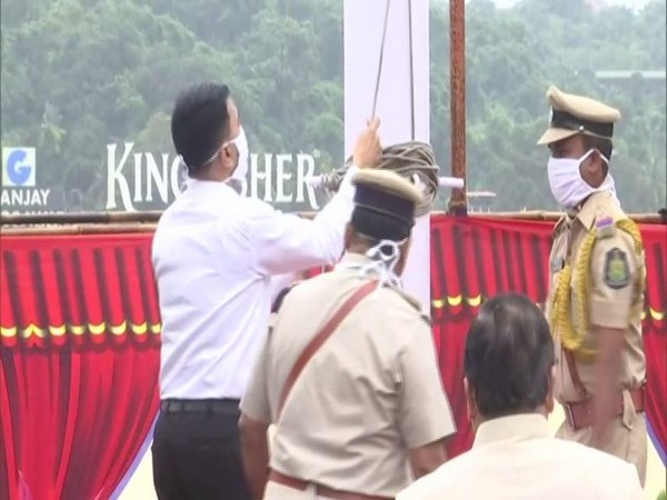 Goa Chief Minister, Dr Pramod Sawant hoisting national flag at Old Secretariat in Panaji (Photo/ANI)