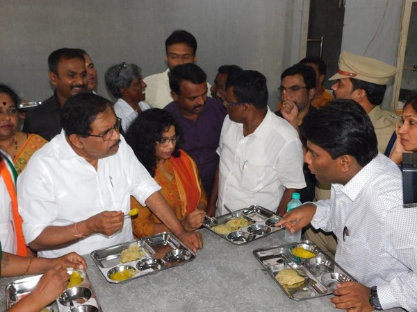 Karnataka Deputy CM Dr G Parameshwera in Tumkur on Tuesday. Photo/ANI