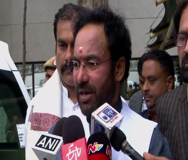 Minister of State (MoS) for Home Affairs G Kishan Reddy speaking to media in New Delhi on Monday