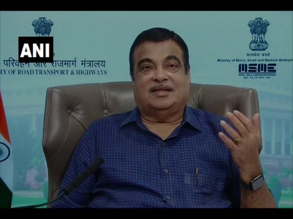 Union Minister Nitin Gadkari in video conference with traders on Sunday. Photo/ANI