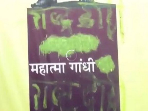 The poster of Mahatma Gandhi found in a museum in Rewa. (Photo/ANI)