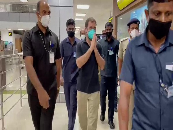 Congress leader Rahul Gandhi reached at Calicut International Airport. (Photo/ANI)