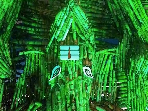 The Sugarcane Ganesha by Ganesh Mandal in Nandigama town in Krishna district of Andhra Pradesh. Photo/ANI