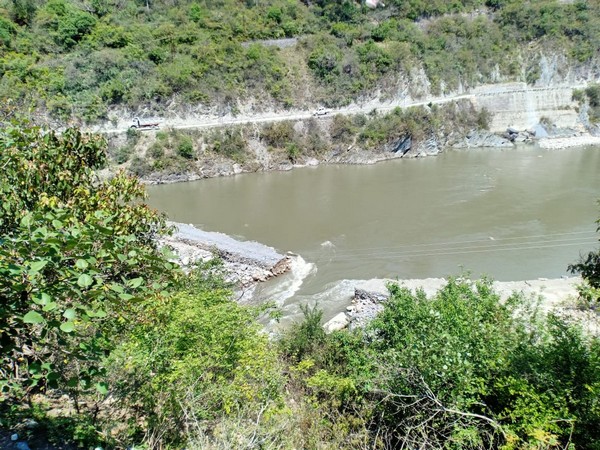 Alternate road of Gangotri highway washed away in Dehradun, Uttarakhand on Wednesday. Photo/ANI