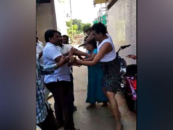 A video of Gangu Anand attacking men in Nandyal town on Tuesday . [Photo/ANI]