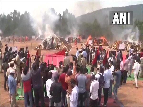 The cannabis set ablaze in Visakhapatnam.