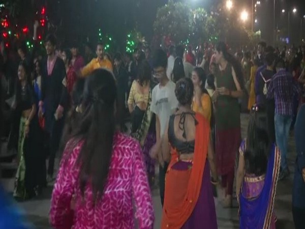 People perform 'Garba' dance in Gujarat's Vadodra on Friday. [Photo/ANI]