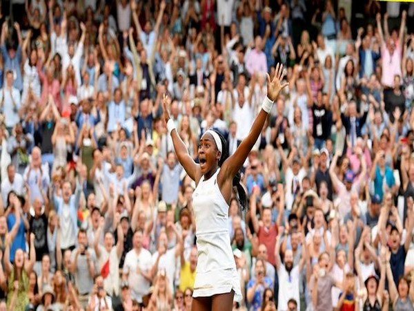Cori “Coco” Gauff celebrates victory against Polona Hercog in the third round of Wimbledon on Friday