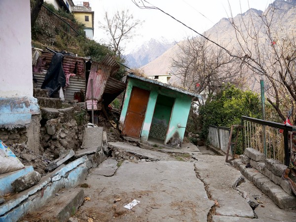 A house was severely damaged due to land subsidence at Joshimath, in Chamoli