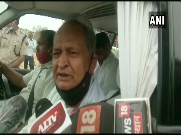Rajasthan Chief Minister Ashok Gehlot speaking to reporters in Jaisalmer on Wednesday. (Photo/ANI)