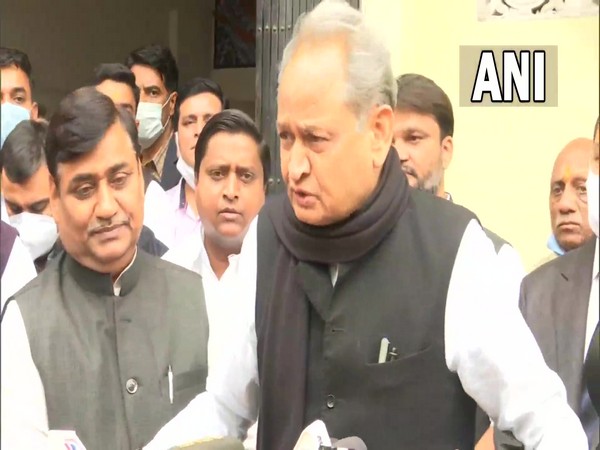 Rajasthan CM Ashok Gehlot speaking to reporters in Jaipur on Friday. (Photo/ANI)