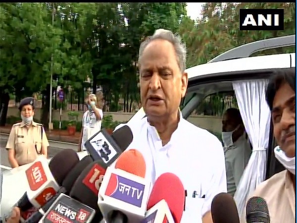 Rajasthan Chief Minister Ashok Gehlot speaking to media in Jaipur on Friday. (Photo/ANI)