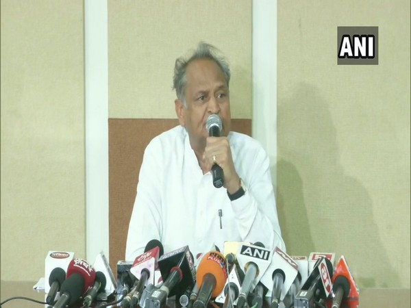 Rajasthan Chief Minister Ashok Gehlot addressing press conference in Jaipur on Sunday 