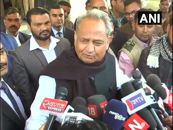 Rajasthan CM Ashok Gehlot addressing media persons in Jaipur on Friday 