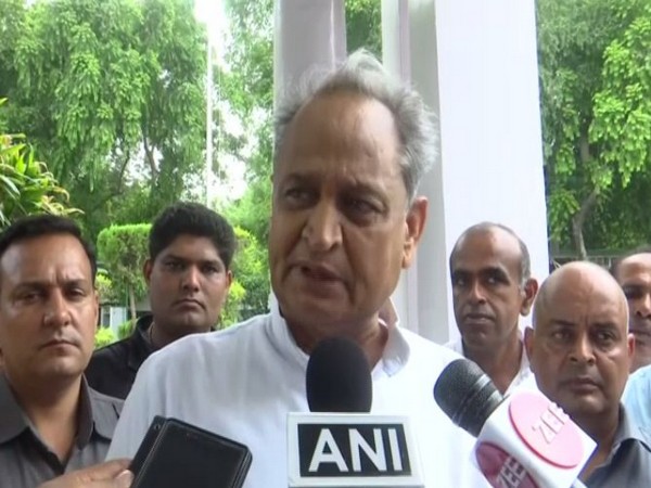 Ashok Gehlot talking to media at New Delhi on Monday