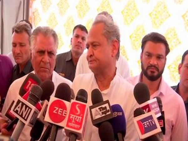 Rajasthan Chief Minister Ashok Gehlot spoke to media on Monday in Rajasthan. Photo/ANI