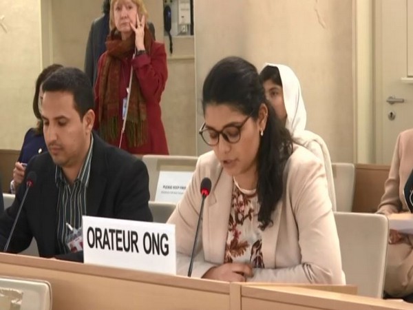 Soana Deunier, a Research Analyst at the European Foundation for South Asian Studies, spaking at the UNHRC in Geneva