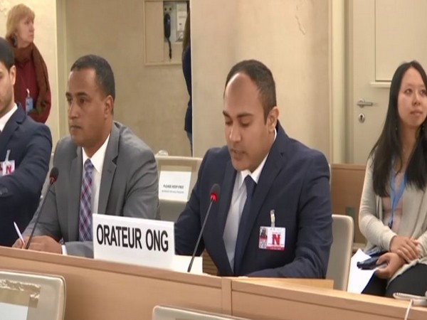 Qambar Malik Baloch, a human rights activist from Balochistan, speaking at the UNHRC session in Geneva