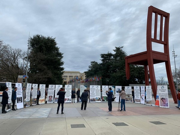A visual from the protest held outside the UN office in Geneva. Photo/ANI