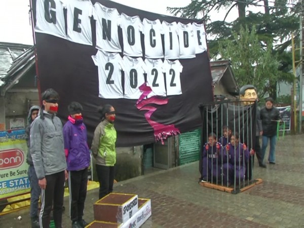 Student for Free Tibet stage protest in Dharmshala against  Beijing Winter Olympics