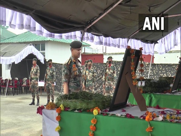 Tributes being paid to the mortal remains of the army personnel killed in Manipur landslides (Photo: ANI Twitter)