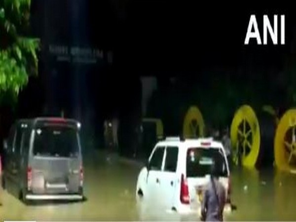 Waterlogging reported in the areas around Civil Hospital in Sector 10 of Gurugram (Photo/ANI)